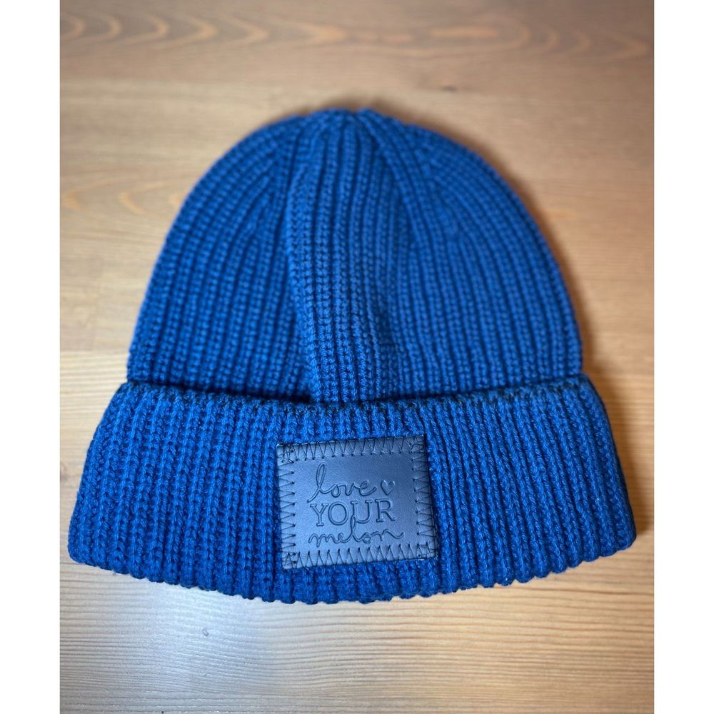 Love Your Melon Navy Monochrome Cuffed Beanie Hat OS
